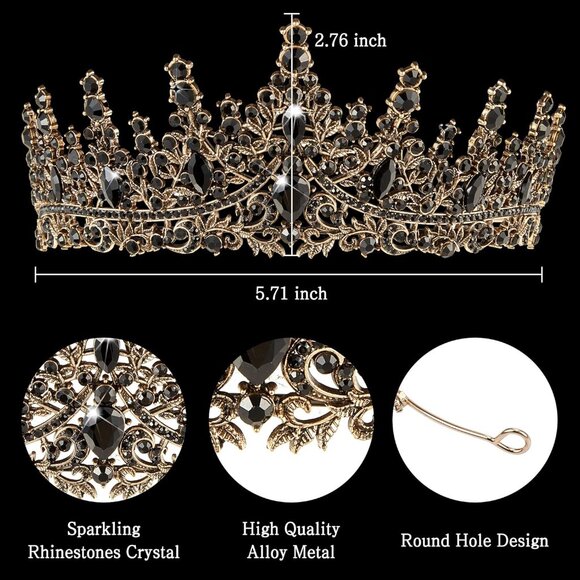 Gold Crown for Women Crystal Princess Tiaras Rhinestone Queen Headband Wedding B - Picture 6 of 6
